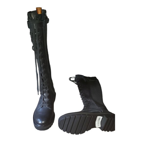 KNEE HIGH, BLACK, COMBAT BOOTS, Antonio Melani, NWT  7 - Picture 7 of 7